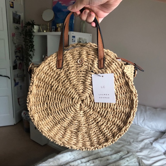 LC Lauren Conrad Handbags - NWT WICKER STRAW CIRCULAR BASKET CROSSBODY PURSE